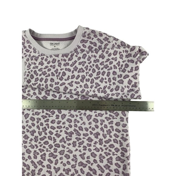 Tek Gear Womens Lavender Leopard Print Sweatshirt Fleece Crew Neck Medium - Picture 5 of 9